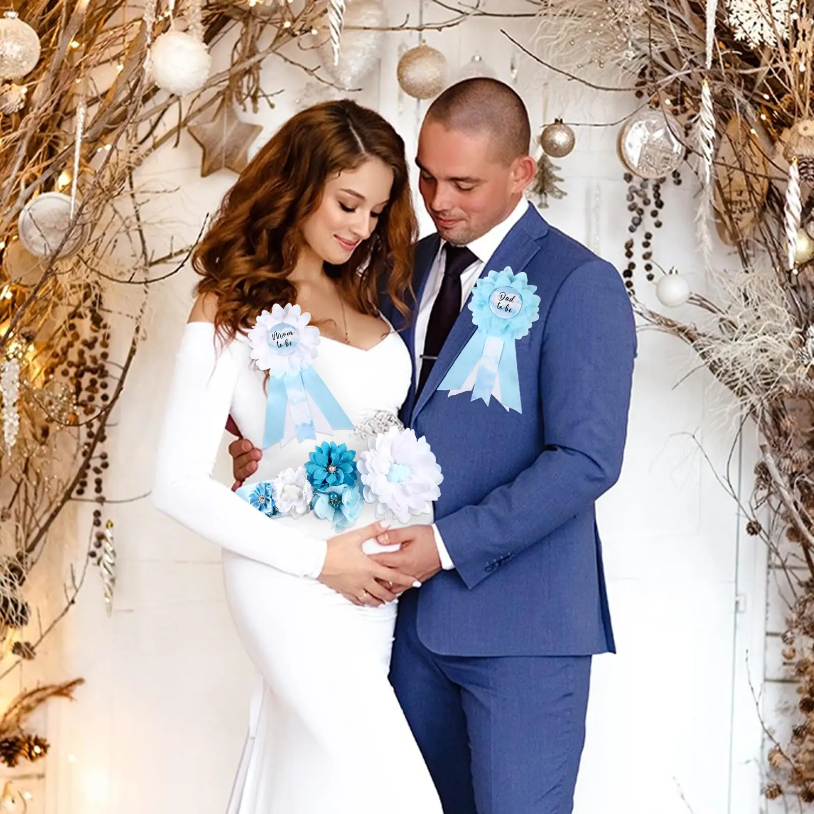 1 مجموعة سحابة استحمام الطفل الأمومة وشاح عدة موضوع حزام وسط وأمي ليكون أبي الصدار دبابيس جديد الآباء الحمل صور الدعائم #4