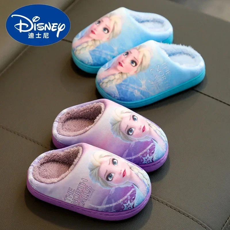 Kid Cartoon Frozen Anna Elsa Sofia Children Cotton Slippers Autumn Winter Warm Princess Baby Girl Indoor Bedroom Home Shoes Sock