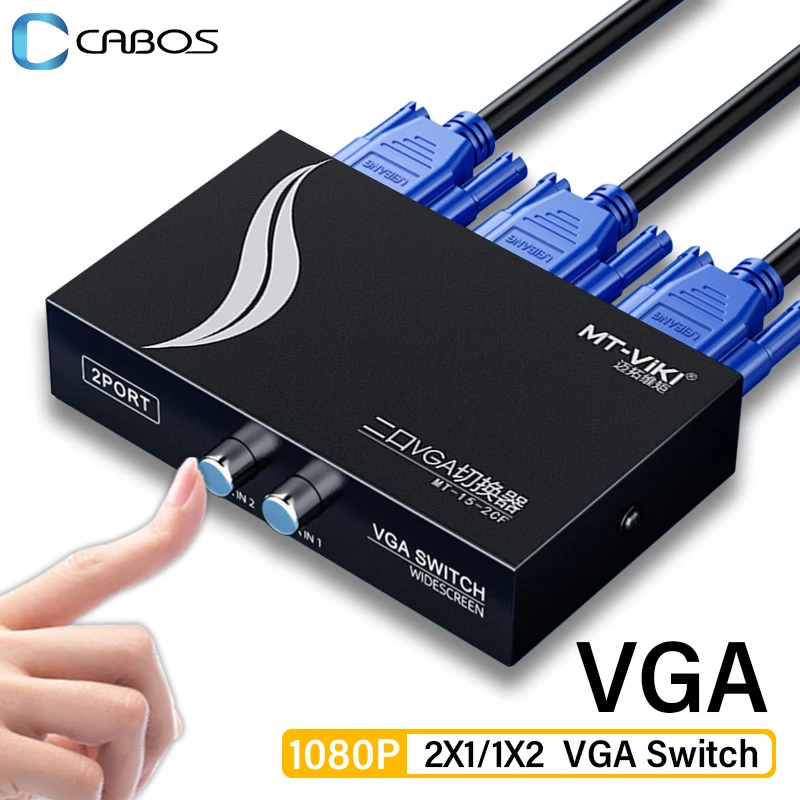 1080P VGA Switch 2X1/1X2 Two-way Switch Video Audio Cable Adapter VGA Hub for Computer TV Box Monitor Projector VGA Key Switch