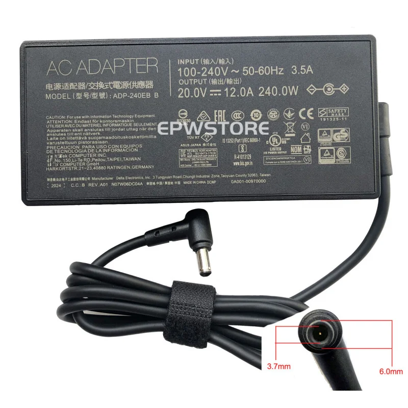 

S+ 20V 240W AC Adapter Charger For ASUS TUF Gaming FA507XI-HQ015W FA507NV-LP023W