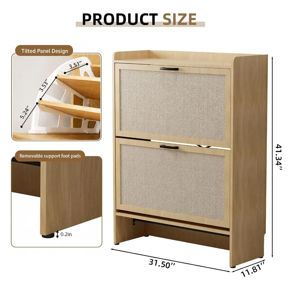 Shoe Shoe Storage Cabinet for Entryway, 2 Flip Drawers with 3-Tier Rack Each, 6-Layer Total Storage, Narrow Shoe Cabinet, Customized - Aliexpress Deal