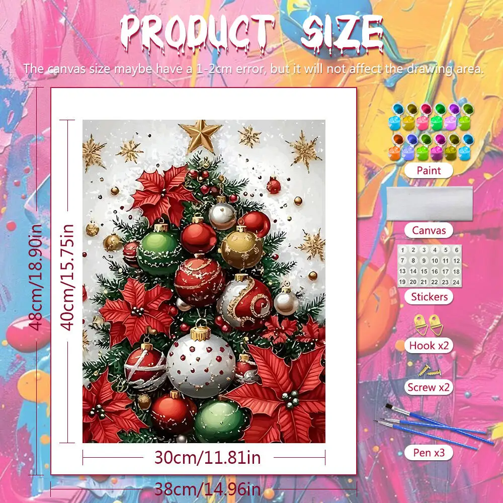 Huacan Paint By Number Adult Kit Christmas Tree DIY Digital Oil Painting Flower Handpainted Painting Art Wall Decor Living Room