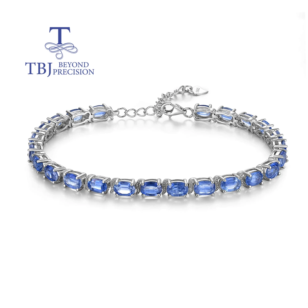 

Classic design silver bracelet with 15.6ct natural kyanite ov4*6mm blue gemstones fine jewelry for women mom nice gift