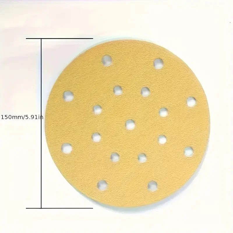 10Pcs 6 Inch 150mm 17-well Dry Abrasive Paper Auto Paint Putty Polishing Round Flocking Abrasive