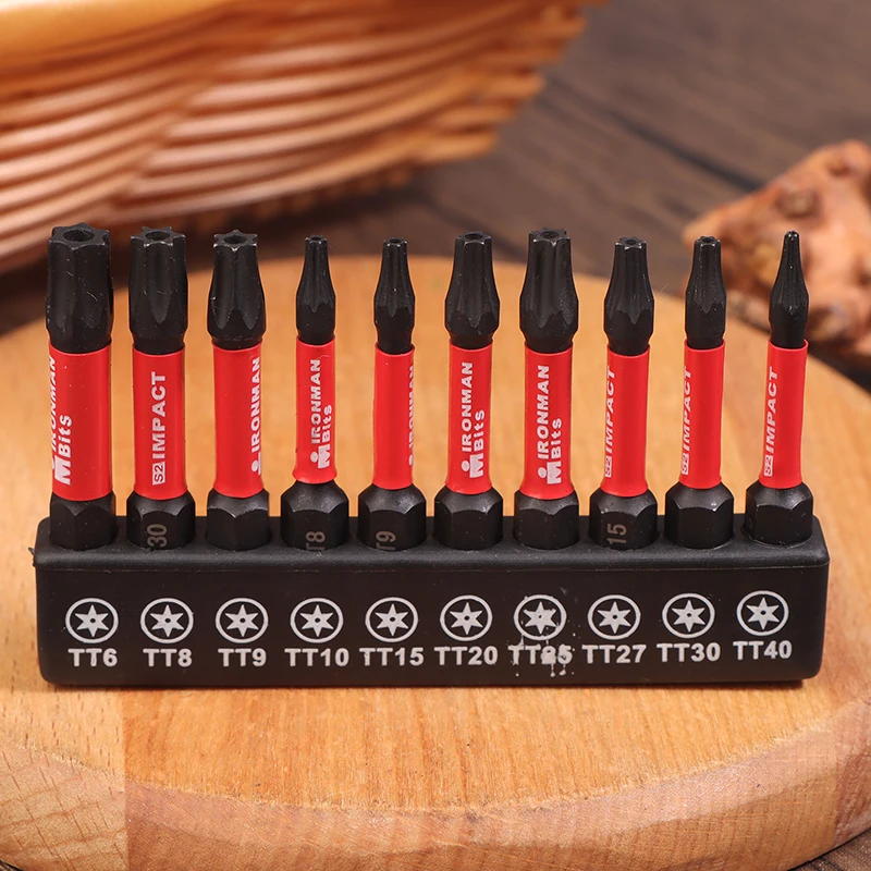 

2 Inches T6-T40 Torx Screwdriver Bit Set,Impact Tough Magnetic S2 Alloy Steel Star Bit With Base