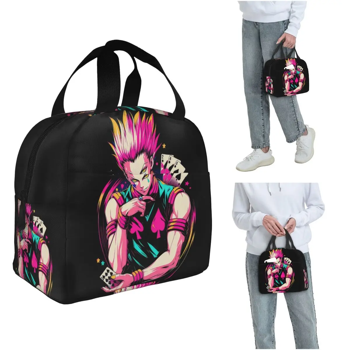 

Hisoka Hunter X Hunter Anime Insulated Lunch Bag for Women Children Portable Food Boxes Thermal Lunch Box Tote