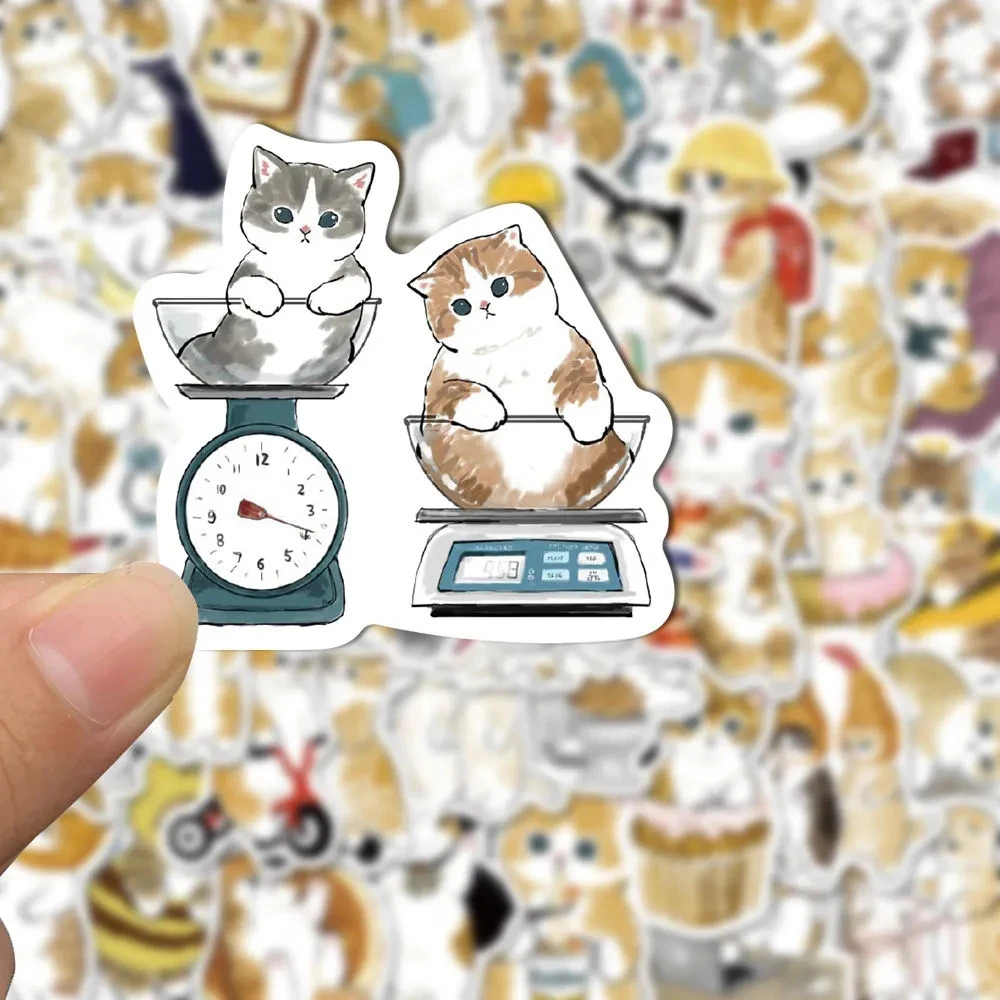 

10/30/60PCS Kawaii Animal Cat Cartoon Sticker Aesthetic Waterproof Graffiti Stationery Stationery Scrapbooking School Supplies