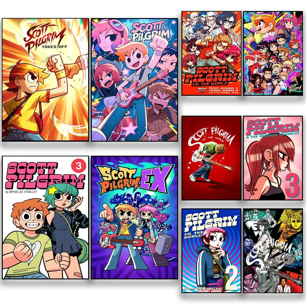 Comics-Indie Rock Romantic Adventure Scott Pilgrim Poster HD Removable Wall Art Gift Bedroom Lounge Dorm Office Gaming Cafe Bars