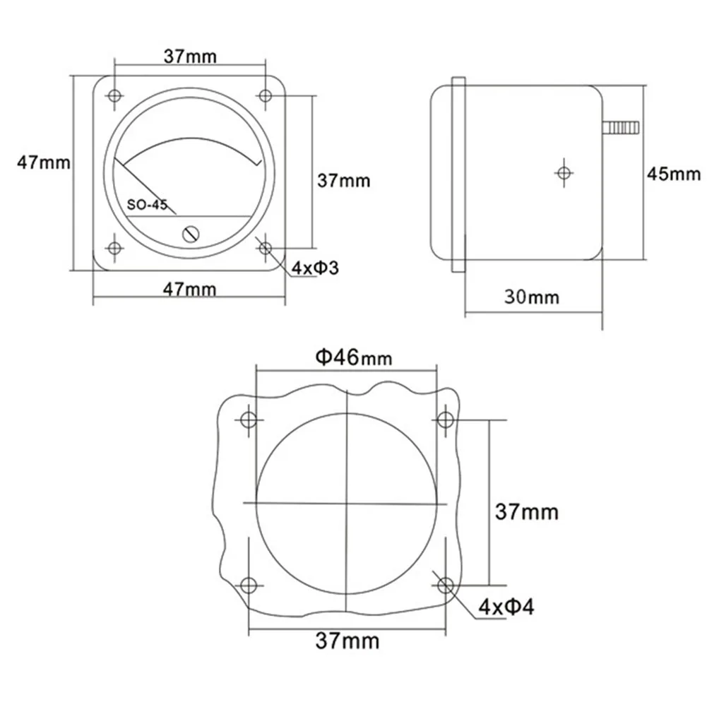 SO-45 3A DC Analog Ammeter with Pointer Indicator for Electrical Equipment Sets and Industrial Power System Use