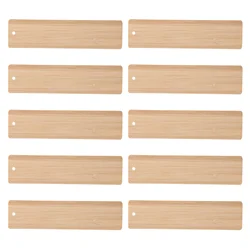 10 Uds. Marcapáginas de madera de bambú DIY, etiquetas de regalo, adornos en blanco, decoración colgante sin terminar, artesanía con agujeros, etiqueta para niños