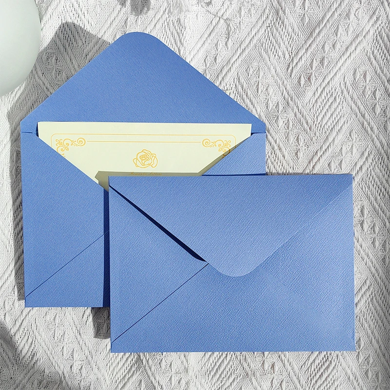 30pcs Blue Envelopes for Wedding Invitation Small Business High-grade 250g Paper Texture Cards Stationery Supplies Storage Bag