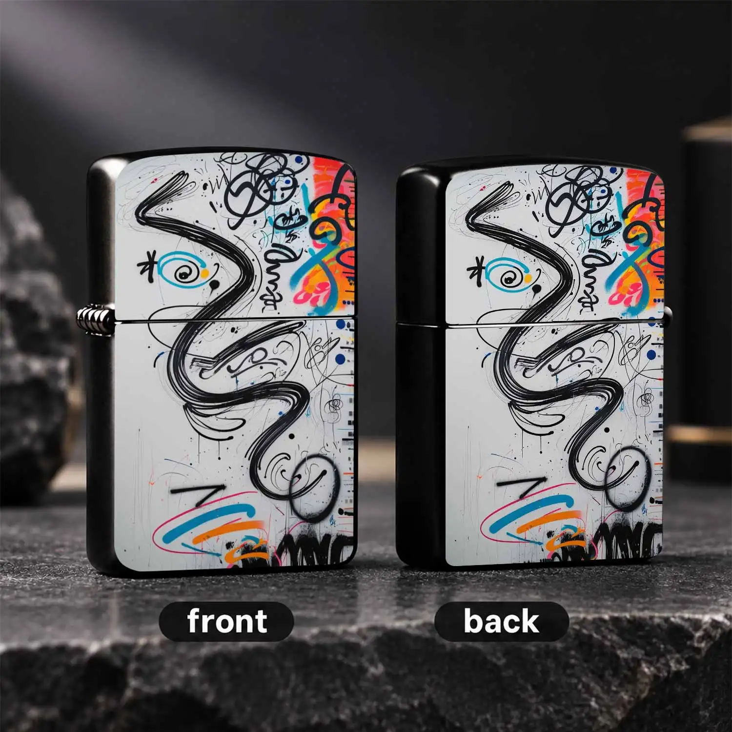 Stylish Graffiti Art Style Portable Lighter, Creative Abstract Line Vibrant Color Trendy Accessory, Daily Carry Item For Candle Camping, Durable High Aesthetic Practical Gift For Friends, Suitable For All Scenarios With Unique Street Vibe A