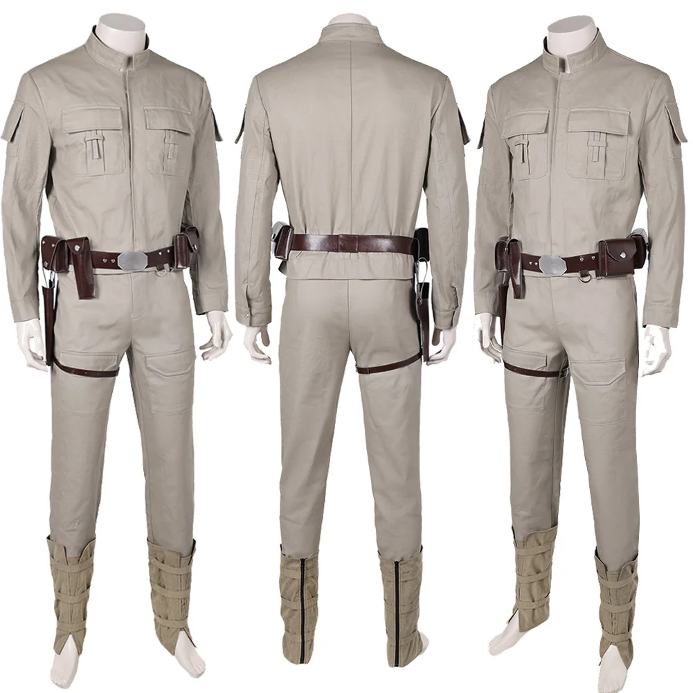 Luke Cosplay Fantasy Khaki Uniform Movie Space Battle 5 Costume Disguise Adult Men Cosplay Roleplay Fantasia Outfits Male