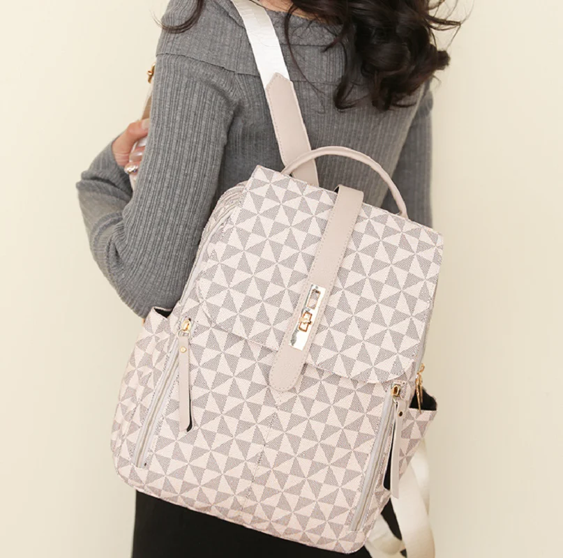 Hot Sale New Korean Fashion High Quality Leather Double Shoulder Bags Totes Women's Large Capacity Travel Backpacks School Bag