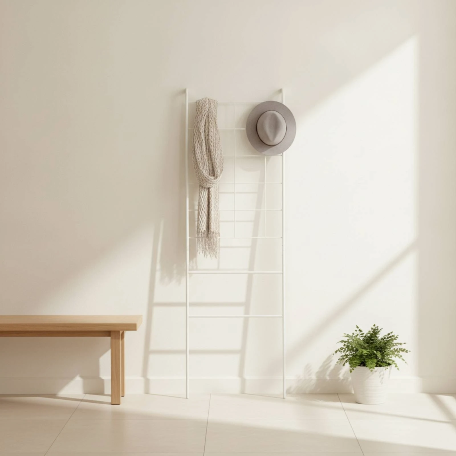 Coat Rack with Grid Panel Compact Freestanding Coat Rack Long-Lasting Open for Entryway, Bedroom