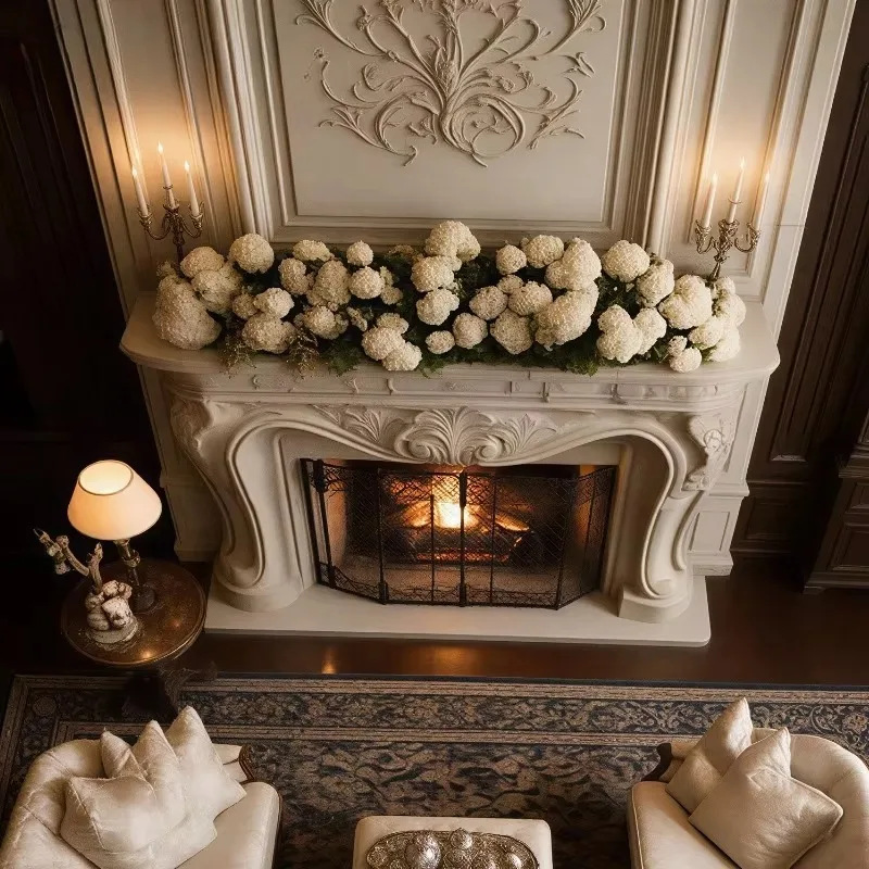 Luxury Stone Fireplace Custom Classical Natural Marble Fireplace Mantel  wjr