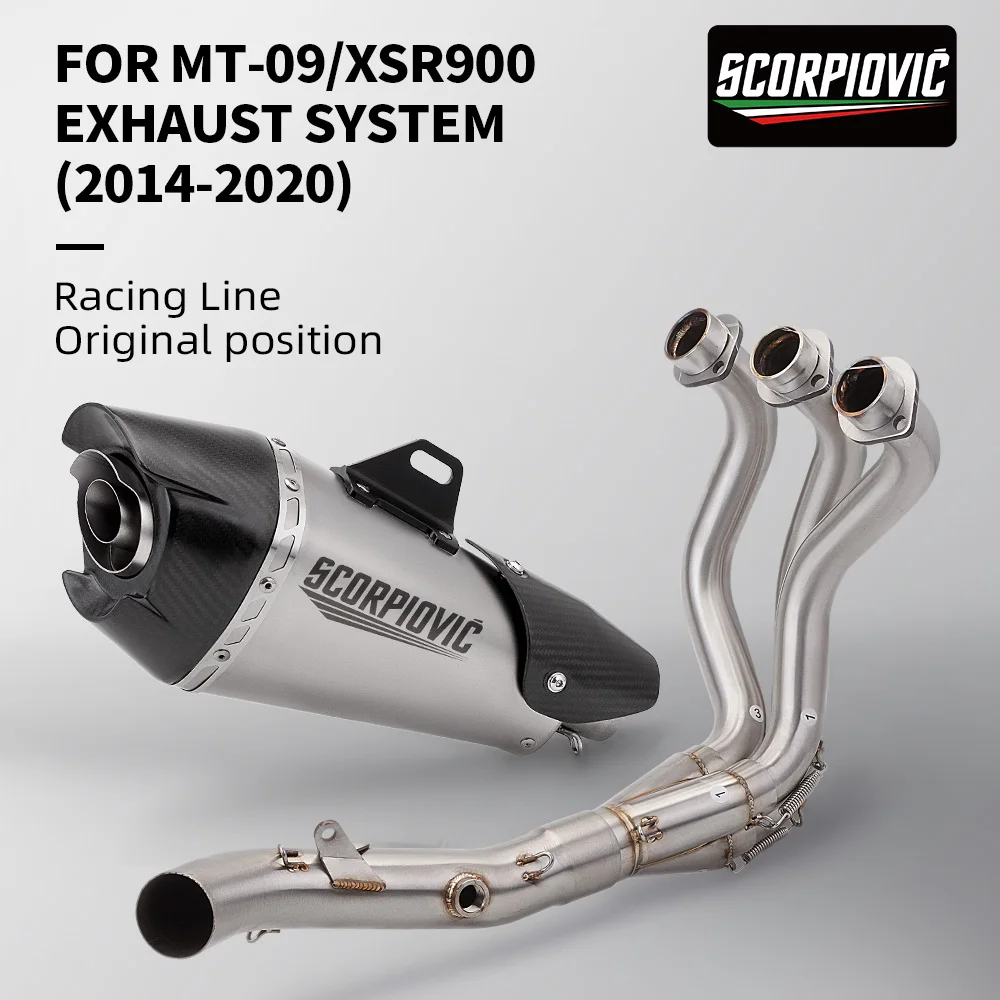 

Suitable for motorcycle MT09 XSR900 MT09 stainless steel split front section AT2 tail row system set (2014-2020)