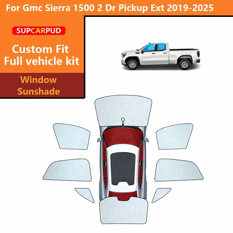Custom Car Sunshades Privacy Curtain UV Protection For Gmc Sierra 1500 2 Dr Pickup Ext 2019-2025 Front Rear Side Windows