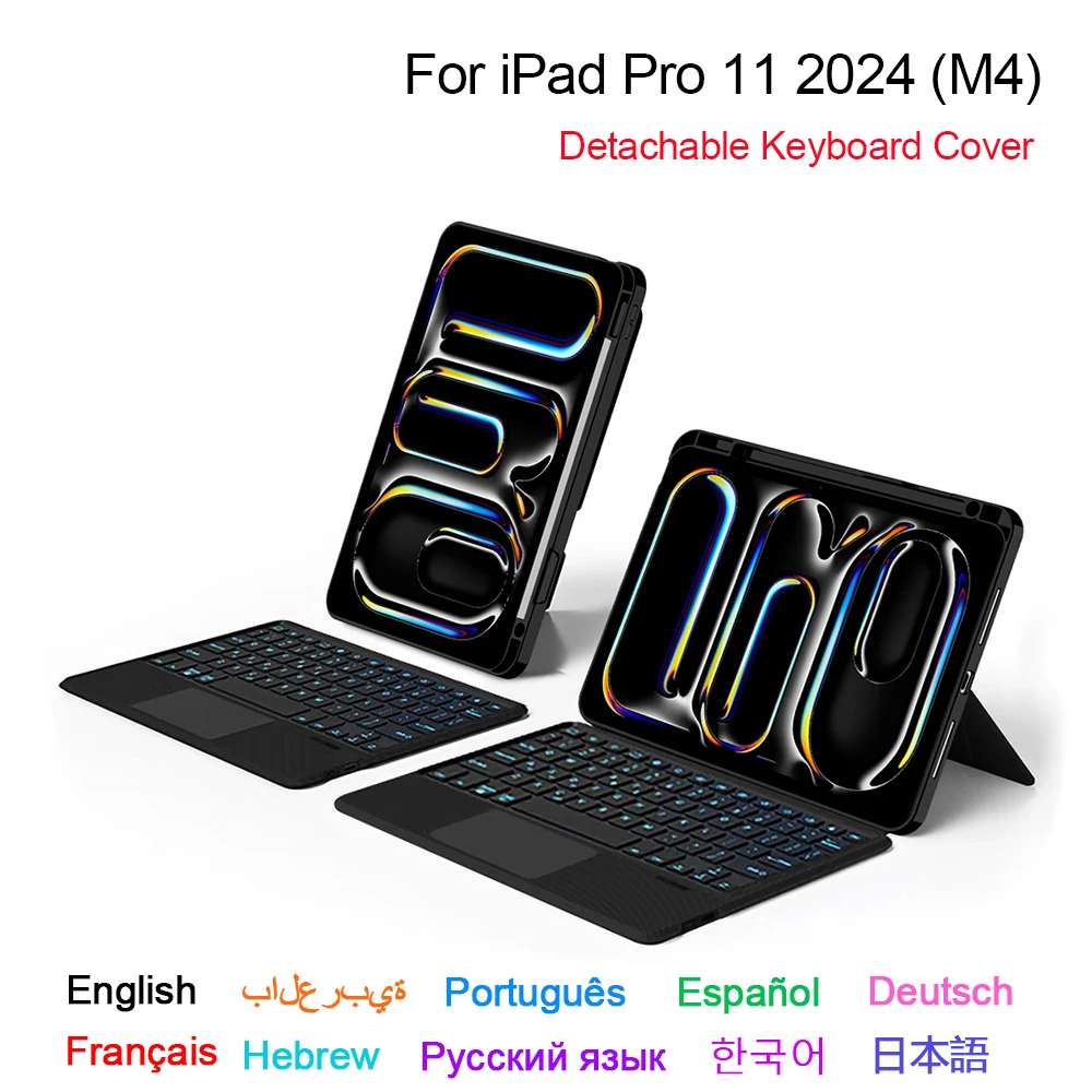 

Removable Keyboard Case For iPad Pro 11 2024 (M4) 11 inch Tablet Cover for New iPad Pro 11 M4 Trackpad Backlit Wireless Keyboard