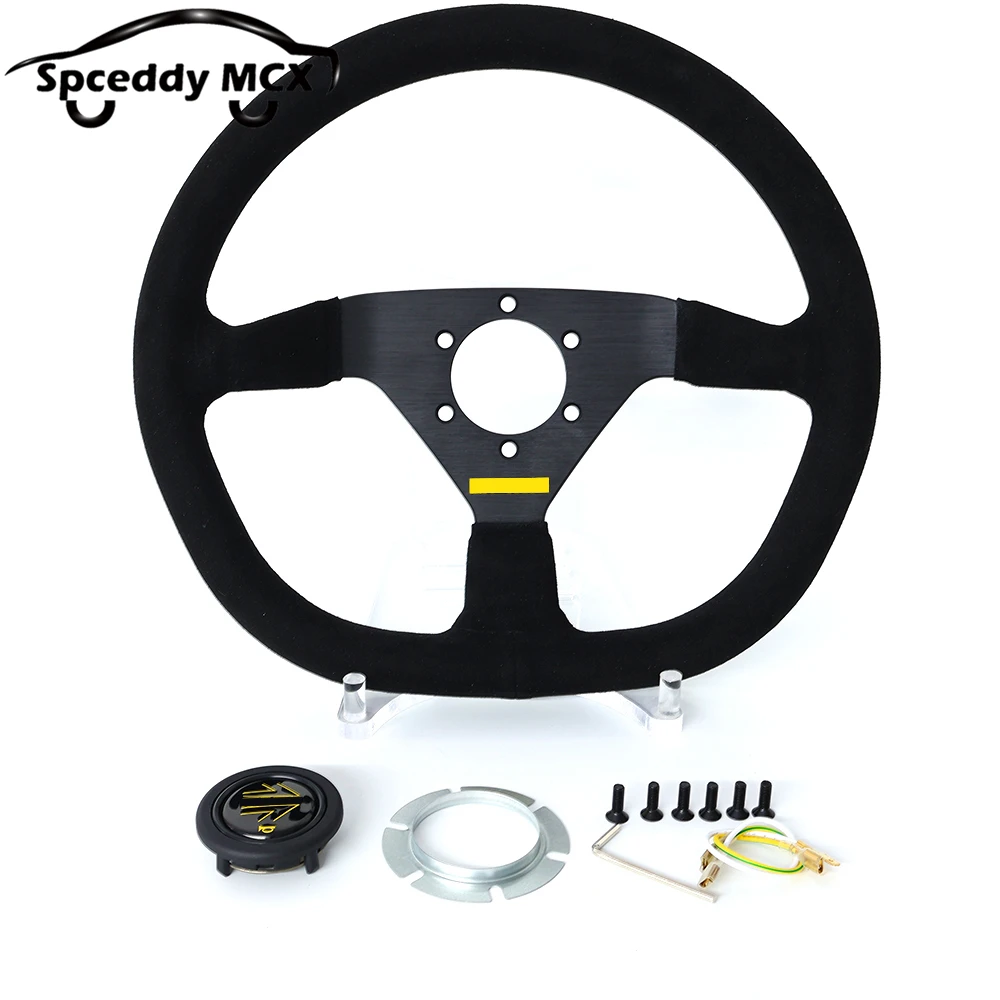 D-vorm ellips M67 14 inch 350 mm race-rallymodificatie stuurwiel suède autosport