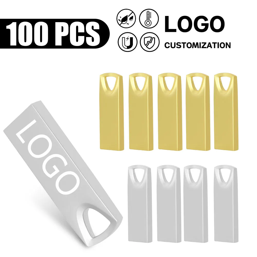 

100PCS Metal Pen Drive 64GB 128GB USB Flash Drive 32GB Flash Disk 16GB 8GB 4GB 2GB Memory Stick Free Logo Free Delivery Shipping