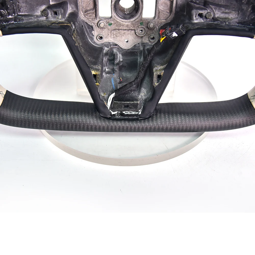 Suitable for Tesla 2016 Model X Modified Carbon Fiber Steering Wheel Assembly Suede Perforated Leather Customized Upgrade
