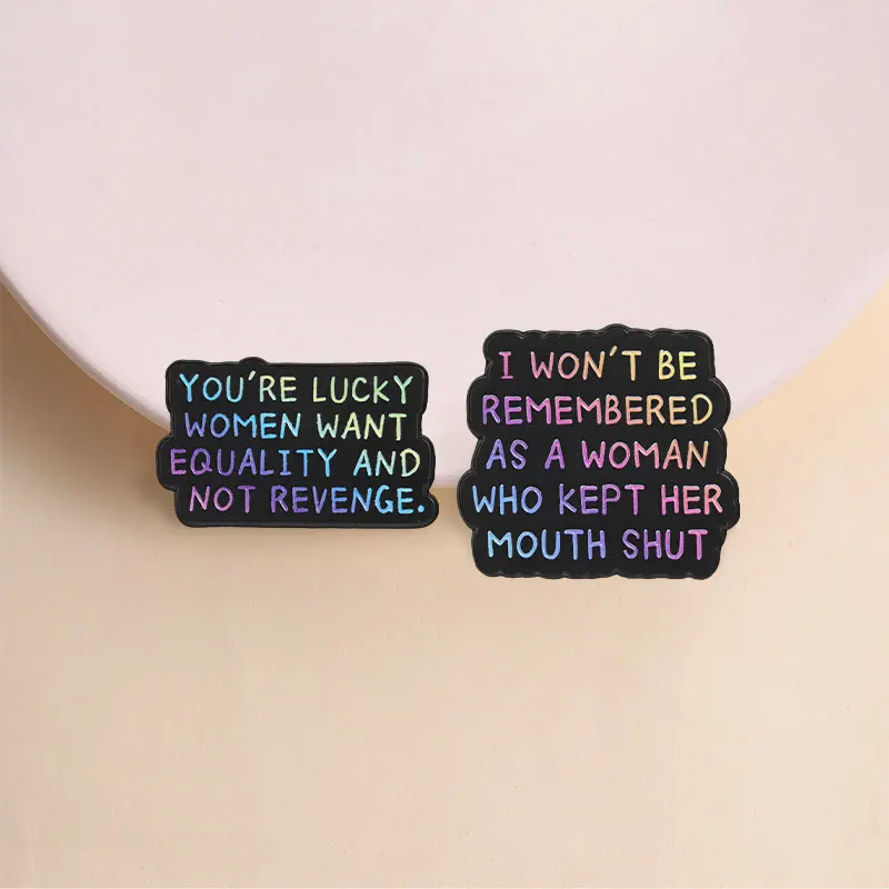 Feminist Enamel Pins Compost The Patriarchy Women Want Equality Not Revenge Girl Power Rights Statement Brooches Jewelry Gifts