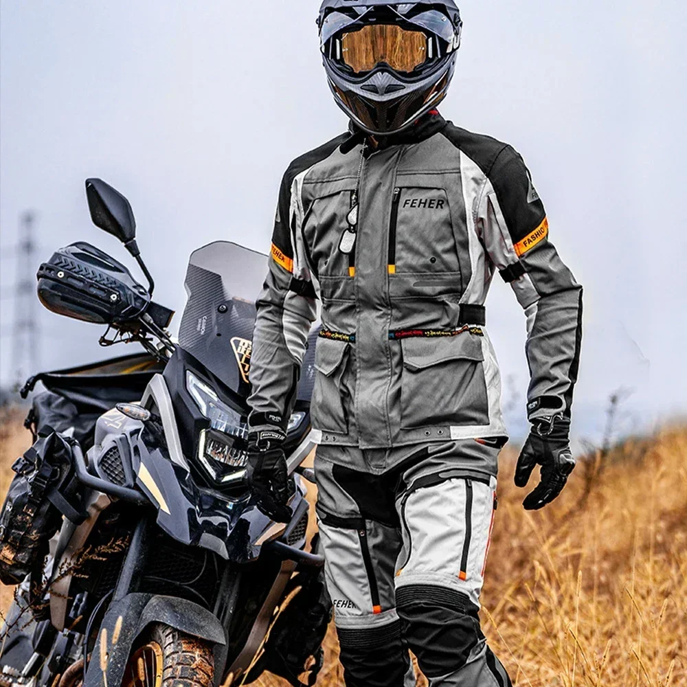 Racing Suit Motorcycle Jacket Riding Pants Men Waterproof Outdoor Protective Equipment Breathable Motocross Motorcyclist Outfit