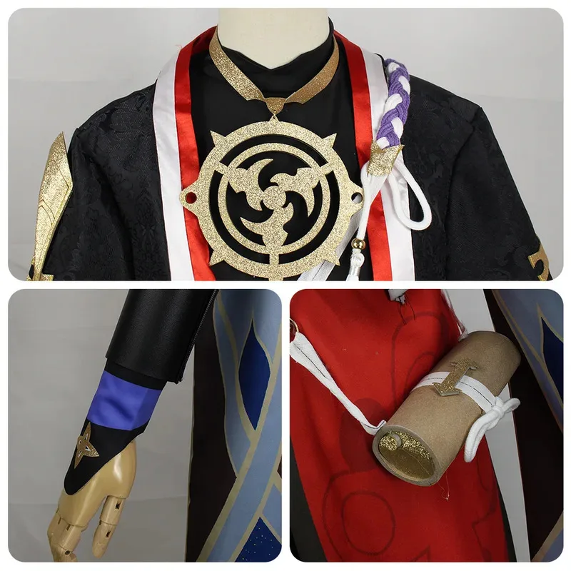 Scaramouche COS Costume Vagabond Cloak and Hat Set with Hat + Waistpiece + Leg Rings + Gloves + Straps