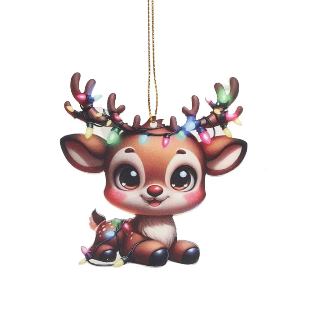 

Cartoon Santa Claus Hanging Pendant Reindeer Snowman Christmas Tree Pendants Cute Flat Car Haning Pendants Christmas Day