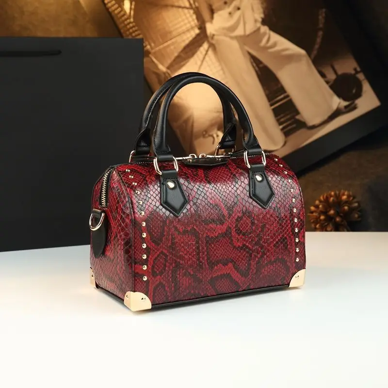 2025 فاخر جلد طبيعي جلد الثعبان نمط المرأة وسادة حقيبة يد العلامة التجارية الشهيرة حقيبة كتف الراقية حفلة مسائية حقيبة صغيرة #6