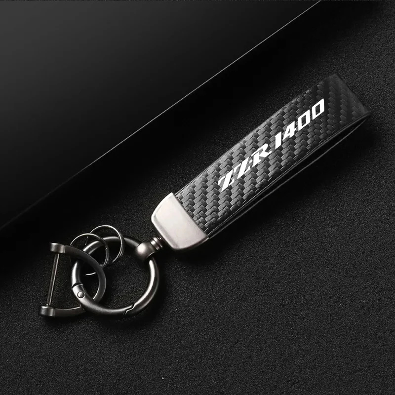 1PCS Leather Carbon Fiber Motorcycle Key Chains KeyChain For KAWASAKI NINJA ZX14R ZX-14R ZX14 ZZR 1400 2006-2015 Motorcycle