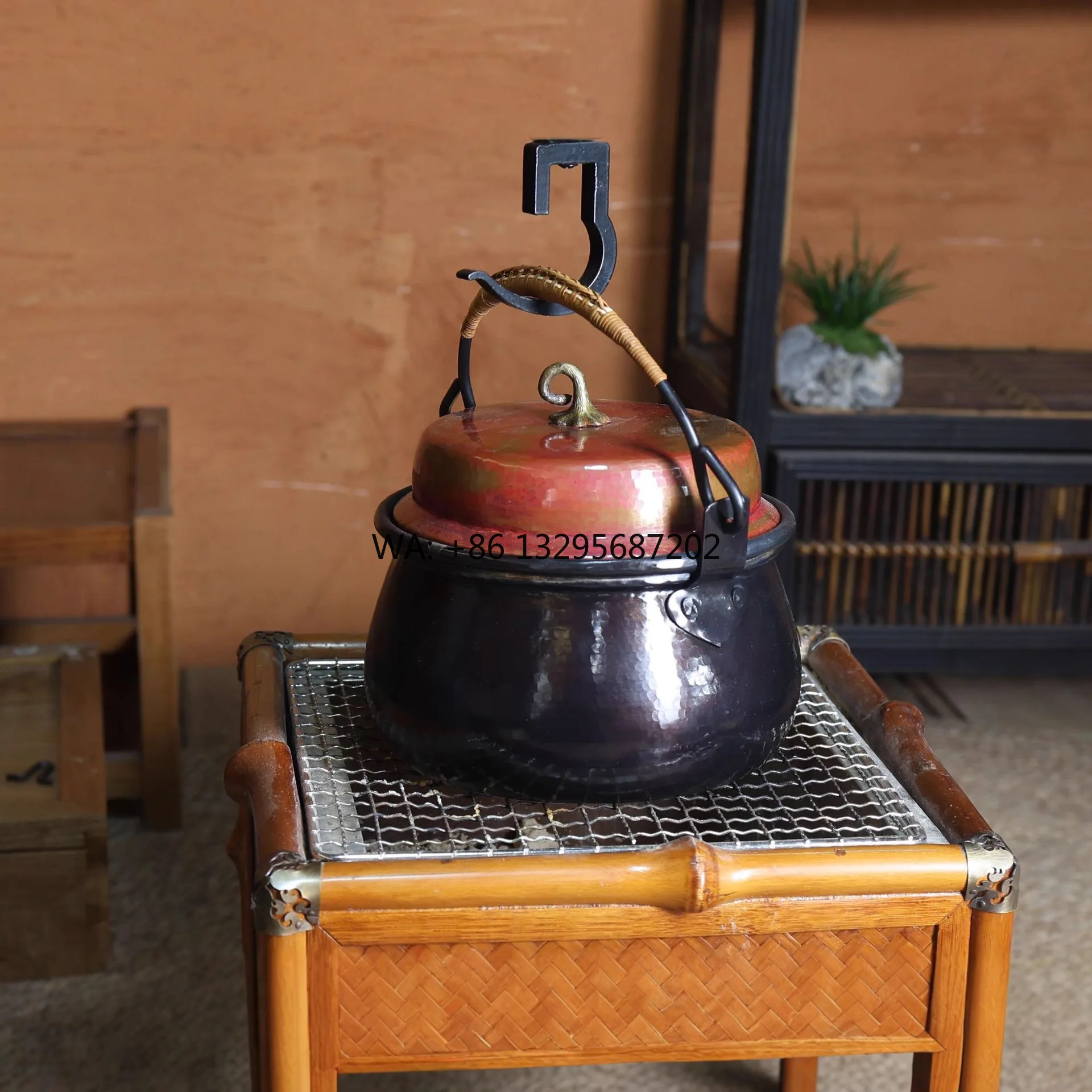 

Stylish Copper Pinecone Pot. Multi-Use with Rattan & Anti-Scald Handle. Perfect for Gift & Home Use