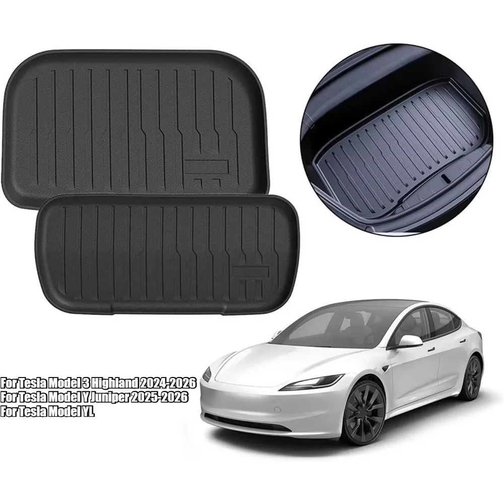 For Tesla Model 3 Y Juniper YL 2025-2026 Front Rear Trunk Mat Cargo Liner Waterproof Anti-slip TPE Pad Interior Accessories