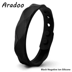 ARADOO Carbon Fiber 2000 Ions Silicone Power Wristband Titanium Steel Sport Bracelet Anti Static Balance Wrist Strap