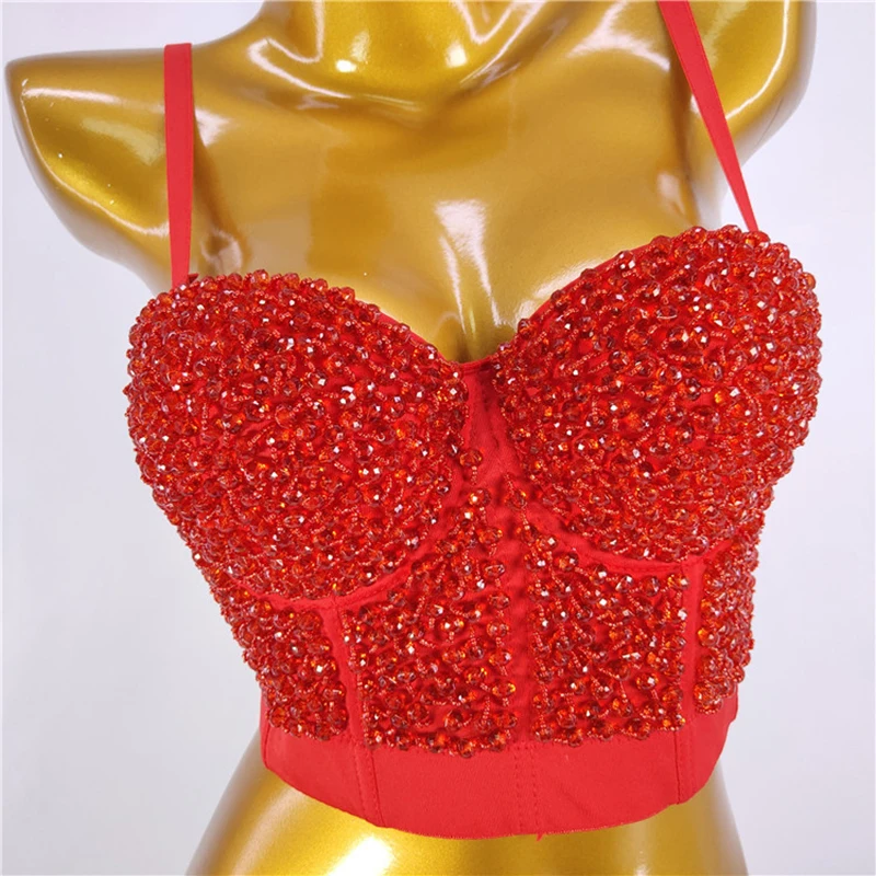 Explosion Models In Europe And The United States Wind Colorful Glass Beads Wrapped Chest Halter 2k Millennium Hot Girl Wind