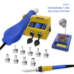 2 in 1 soldering station Hot Air Gun Electric Soldering Iron BGA Repair Tool 9 Nozzles  SMD BGA Rework Welding Station LF8909D