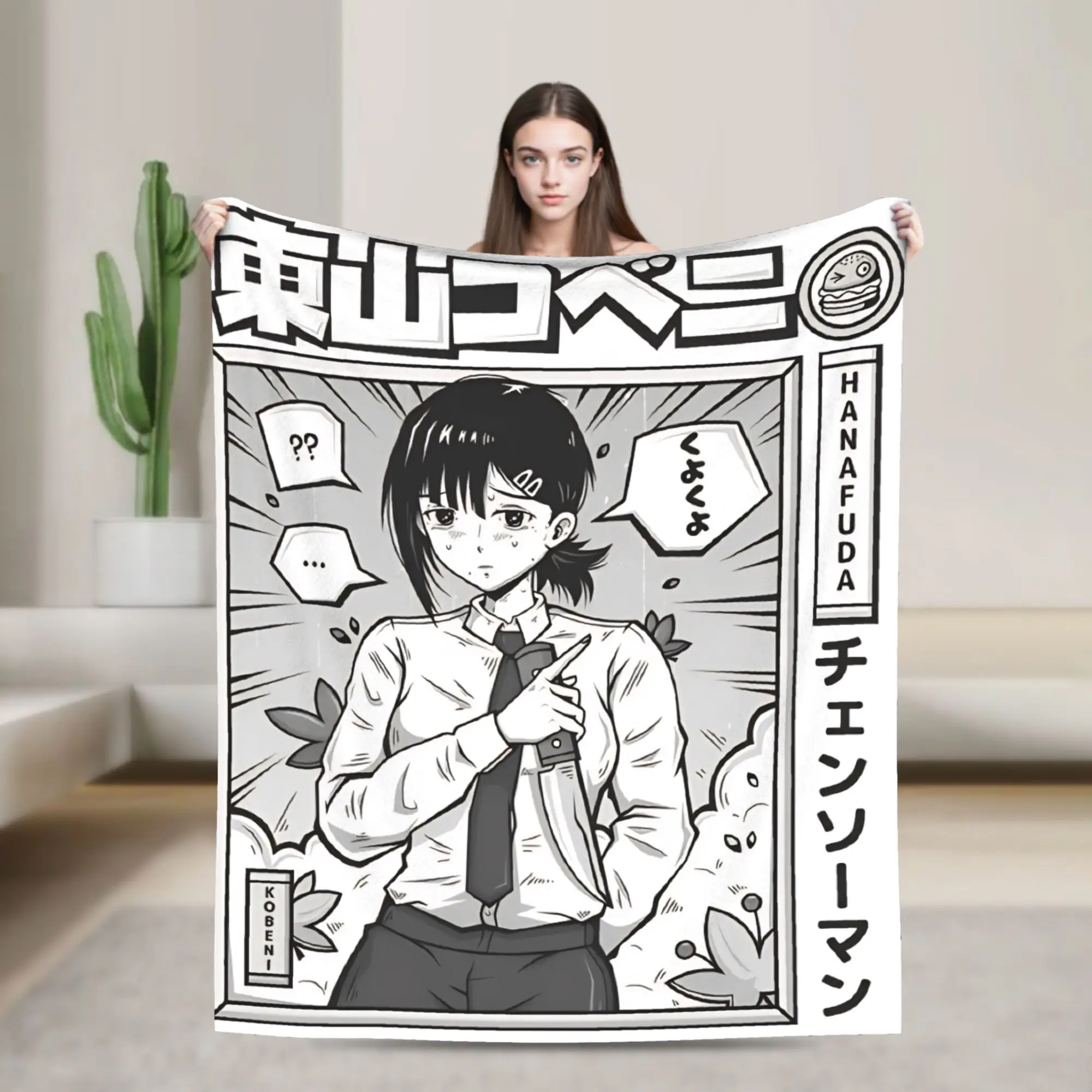 

Kobeni Manga Chainsaw Man Japanese Anime Plush Blanket Boy Girl Flannel Throw Blanket For Couch Bed Soft Warm Design Bedspread