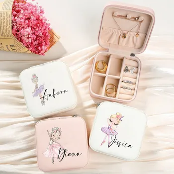 Kişiselleştirilmiş Mini Benim İlk Takı Organizatör Kızlar için Özelleştirilmiş Balerin Küçük Seyahat Mücevher Kutusu Hediyeler Özelleştirilmiş Kutular