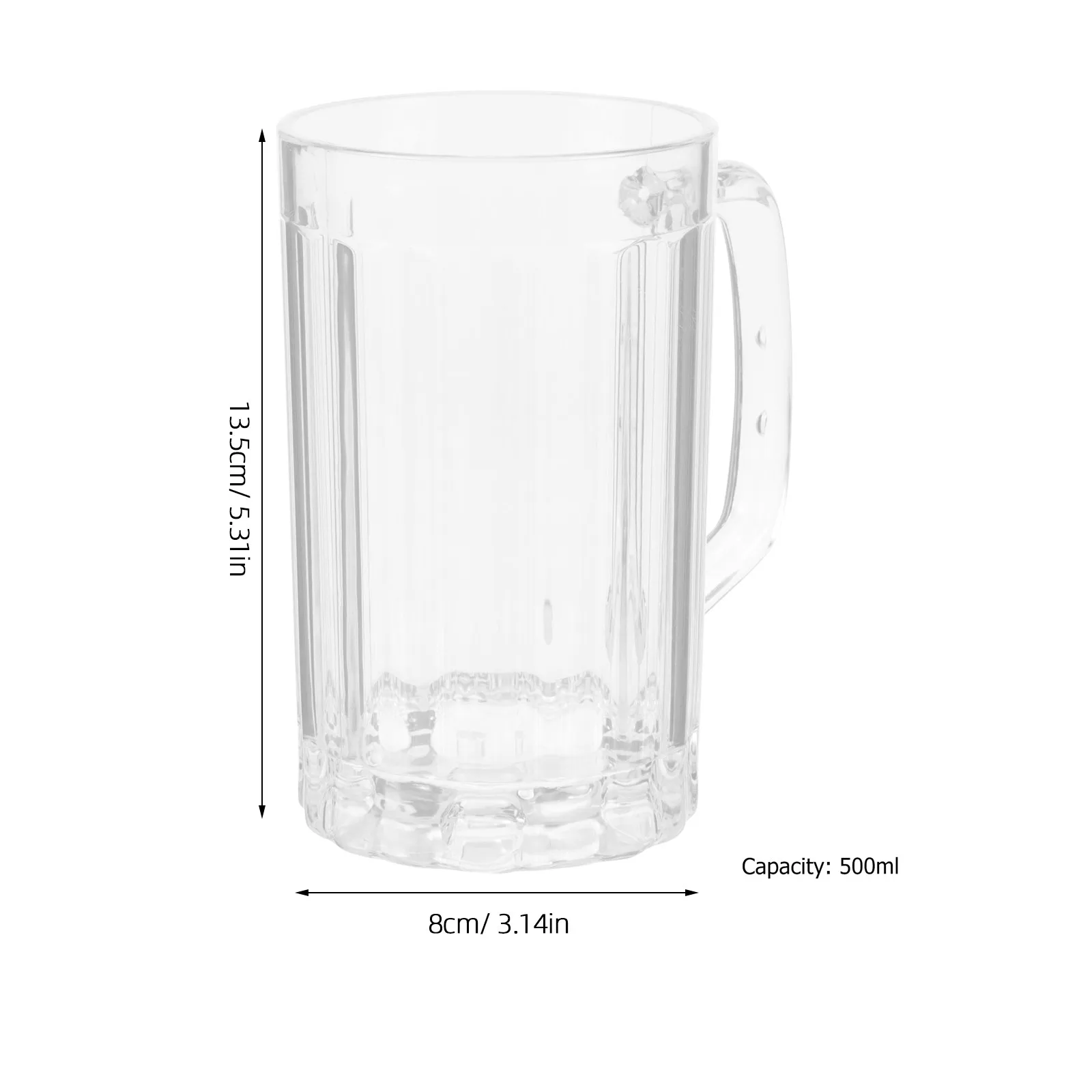 2Pcs 500Ml High-Quality Plastic Beer Mug Thickened Base Smooth Finish Easy-Grip Handle Ideal for Beer Water Juice Coffee Milk