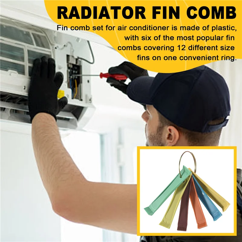 ABLU-FCR6 Ring Fin Comb Set, Air Conditioner Fin Comb Straighten Verdampfer Kondensator Spulen, AC Fin Comb Straightener
