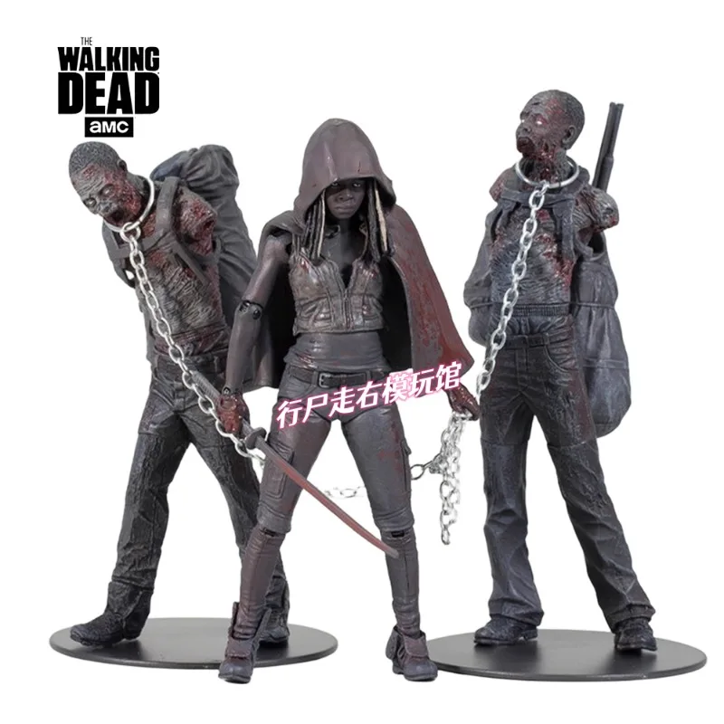 Disponibile 1/12 5 "Action Figures Bloody 3 Pack Michonne con Zomble Pets The Walking Dead Giocattoli Regali Bambole da collezione