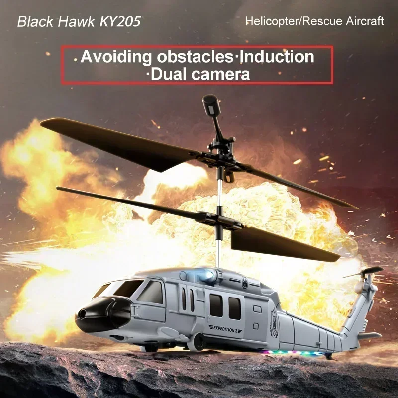 Black Hawk Helicopter Rc Airplane Hd Dual Camera Remote Control Helicopters Obstacle Avoidance Air Fixed Height Rescue Aircraft