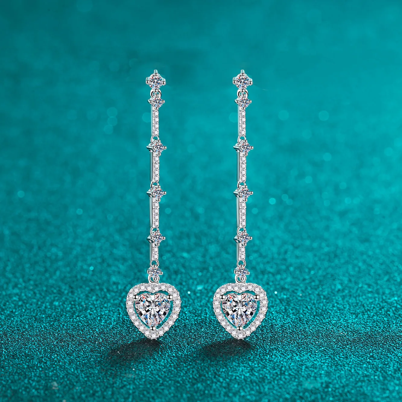 

Platinum Pt950 Drop Earrings for Women Long Tassel Love Bag 2 Carat Moissanite Earrings Sweet Suitable for Daily Wear Jewelry