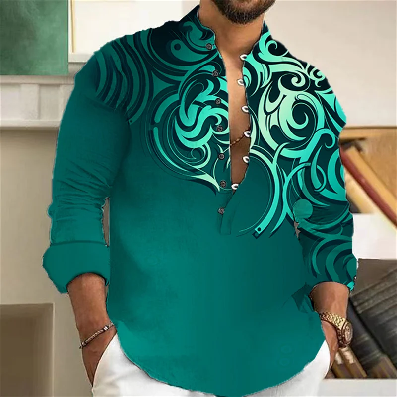 Fashionable high-end men's bright color patterned casual business long sleeved shirt, fashionable men's shirt