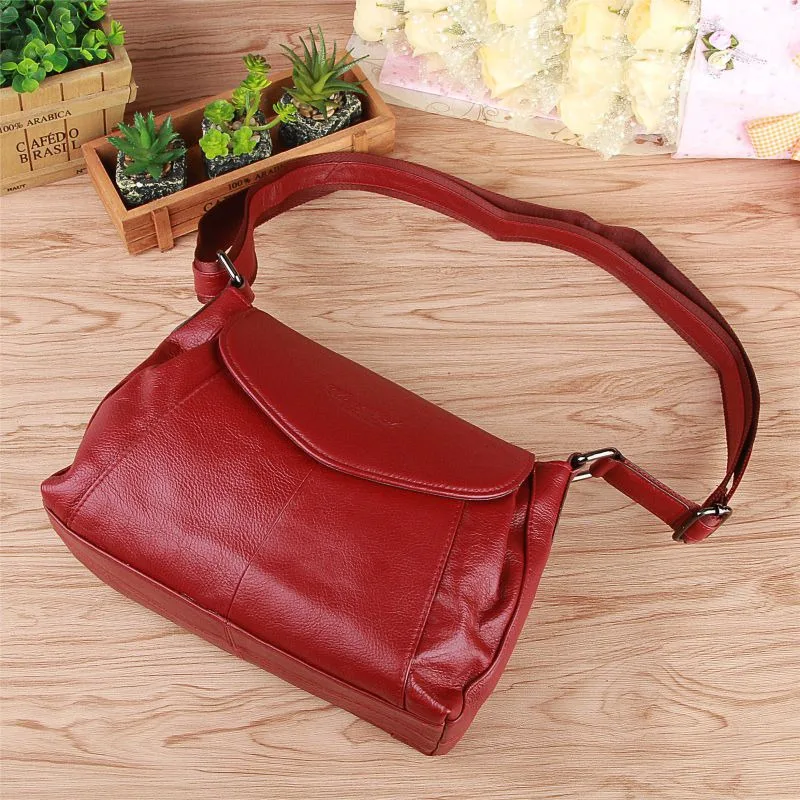 Women Shoulder Messenger Bags Made By Genuine Leather Hot Fashion Real Cowhide Lady Female Shopping Travel Cross body Bags