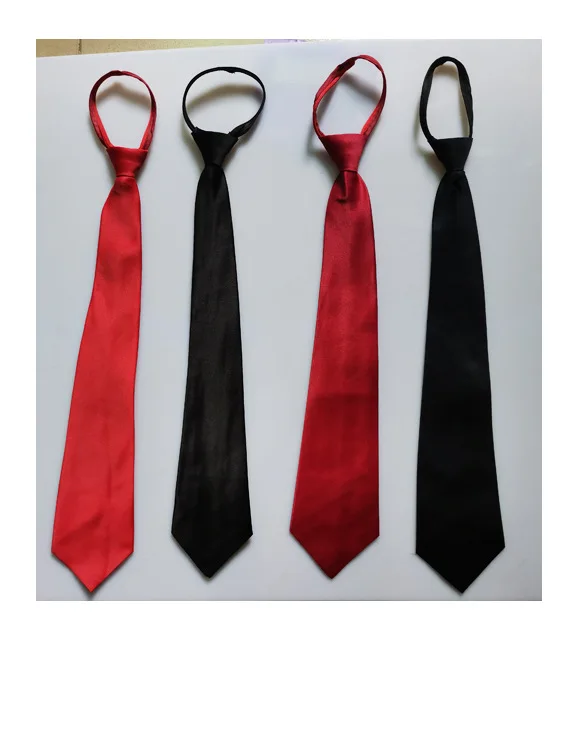 8cm Men's and Women's Lazy Zipper Tie Polyester Silk Matte Workwear Convenient Solid Color Military Training Tie