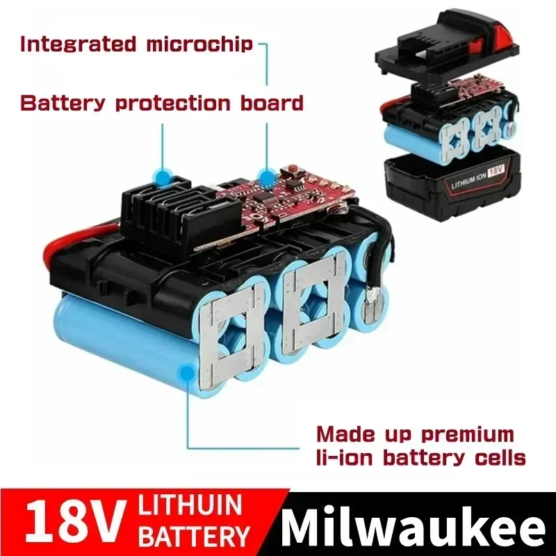 New 18V 12Ah Replacement for Milwaukee M18 XC Lithium Battery 48-11-1860 48-11-1850 48-11-1840 48-11-1820 Rechargeable Battery