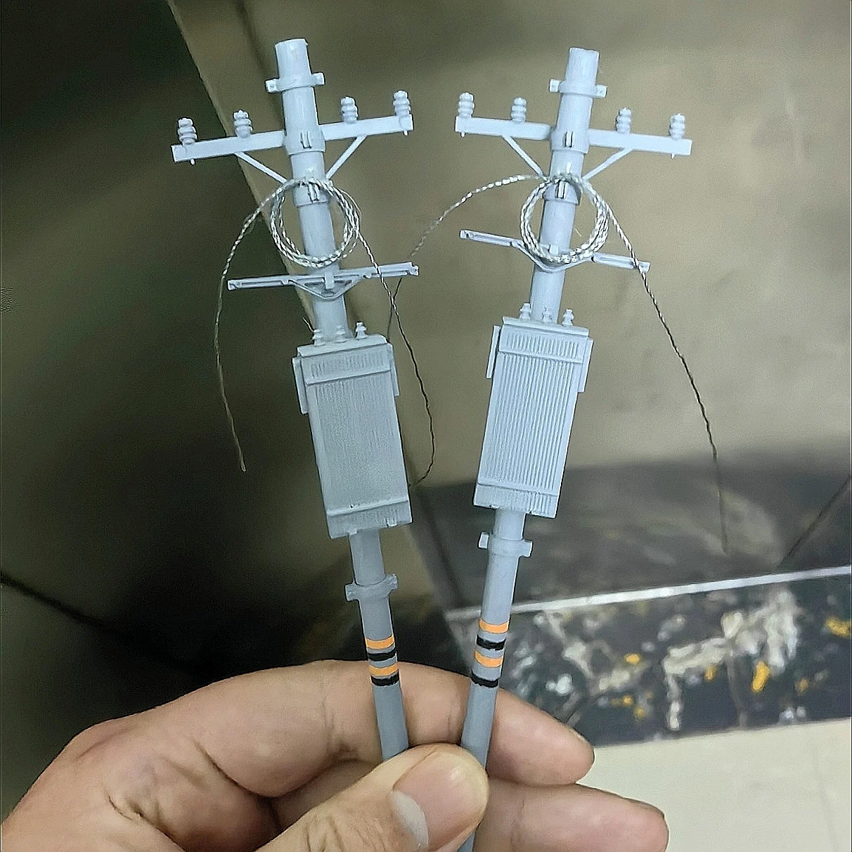 Model słupa telekomunikacyjnego w skali 1/64 do samodzielnego montażu, mikro krajobraz, kolej, park, ulica, akcesoria do dioram, 1 sztuka