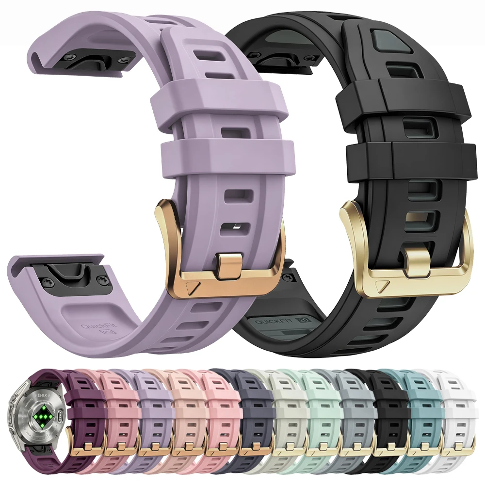 20mm Sport Soft Silicone Strap For Garmin Fenix 7S 6S 5S Plus 8 9 Pro 43mm Epix Pro 42mm instinct 3 40mm Quick Fit Band Bracelet